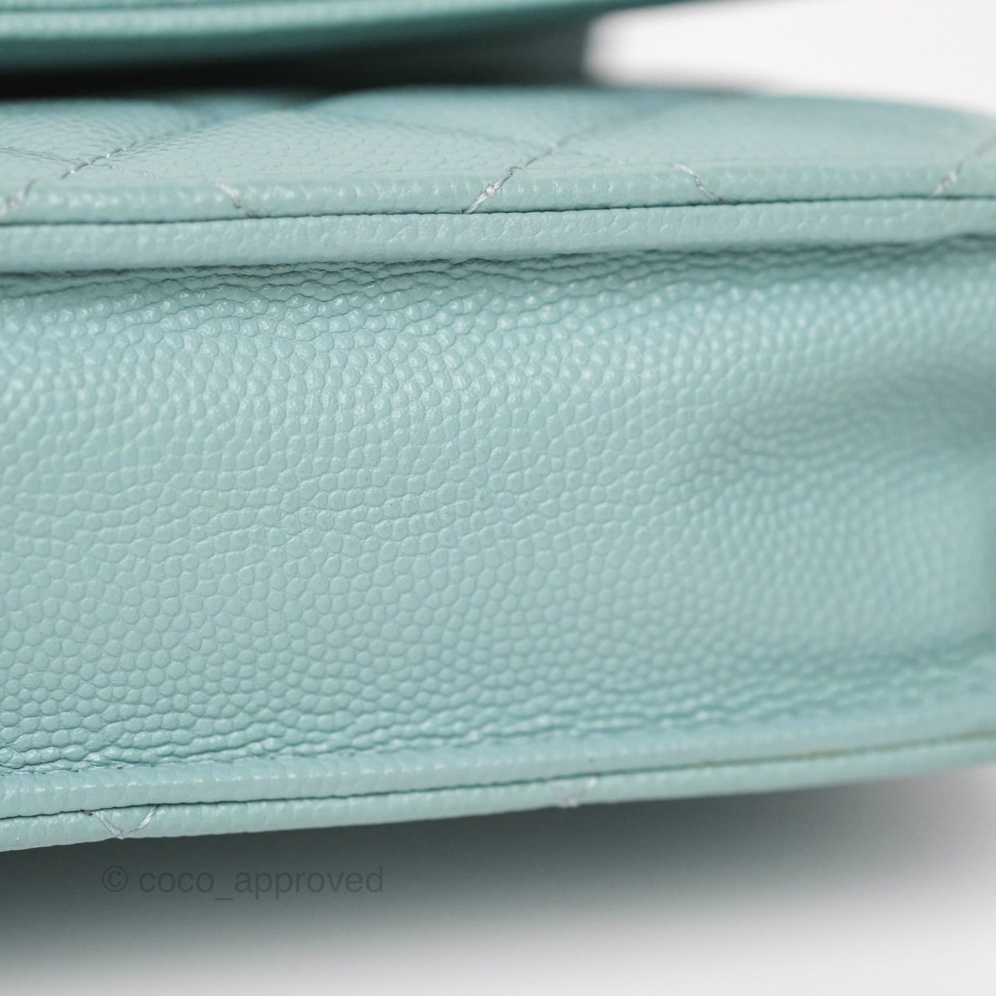 Chanel Quilted Classic Wallet On Chain WOC Tiffany Blue Caviar Gold Hardware