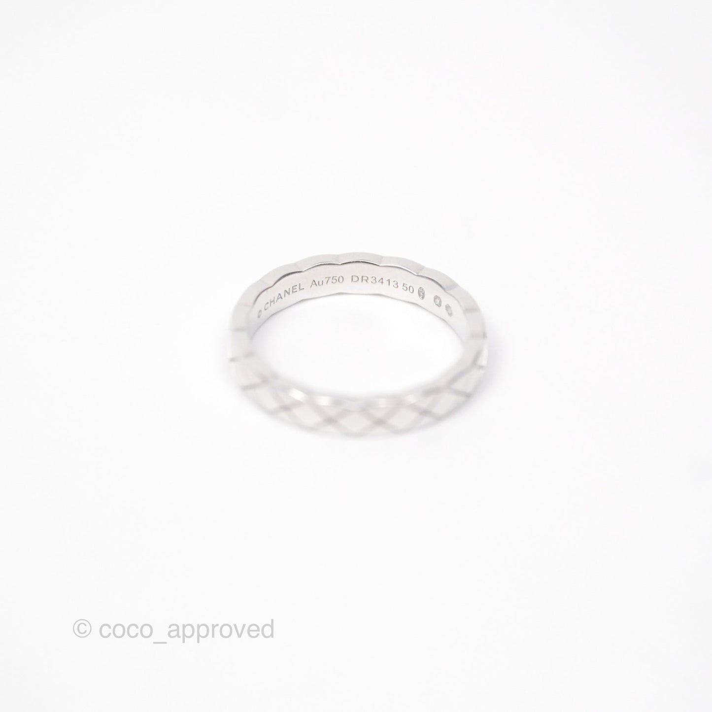 Chanel Coco Crush Ring 18K White Gold Mini Version Size 50