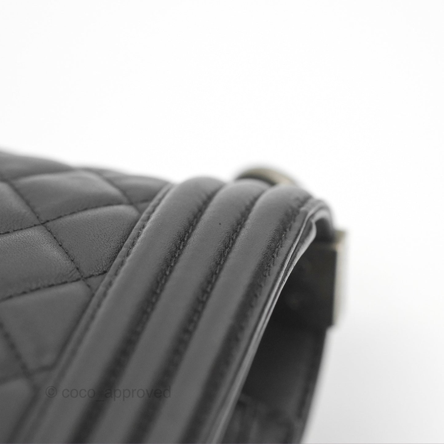 Chanel Quilted New Medium Boy Black Lambskin Ruthenium Hardware