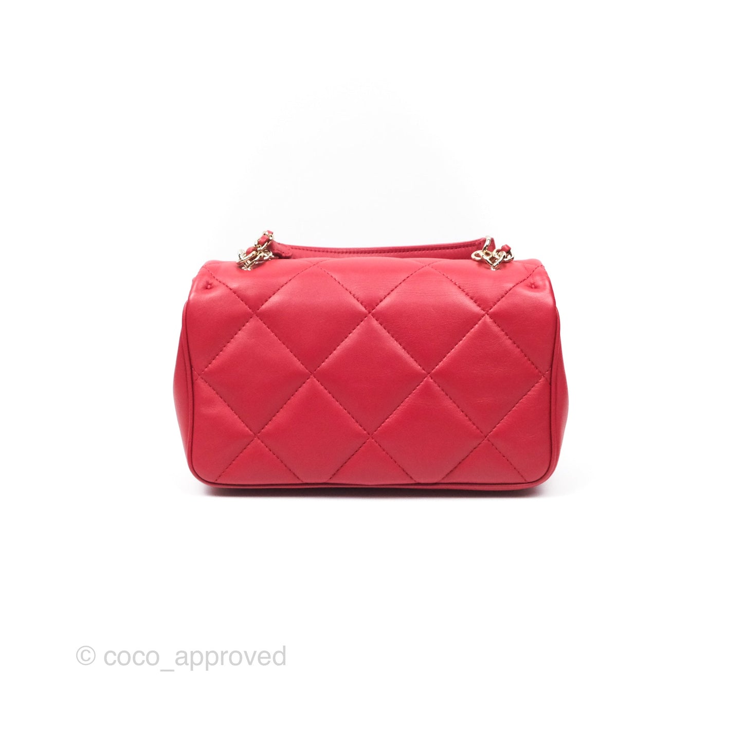Chanel Easy Carry Flap Bag With Handle Red Lambskin Gold Hardware