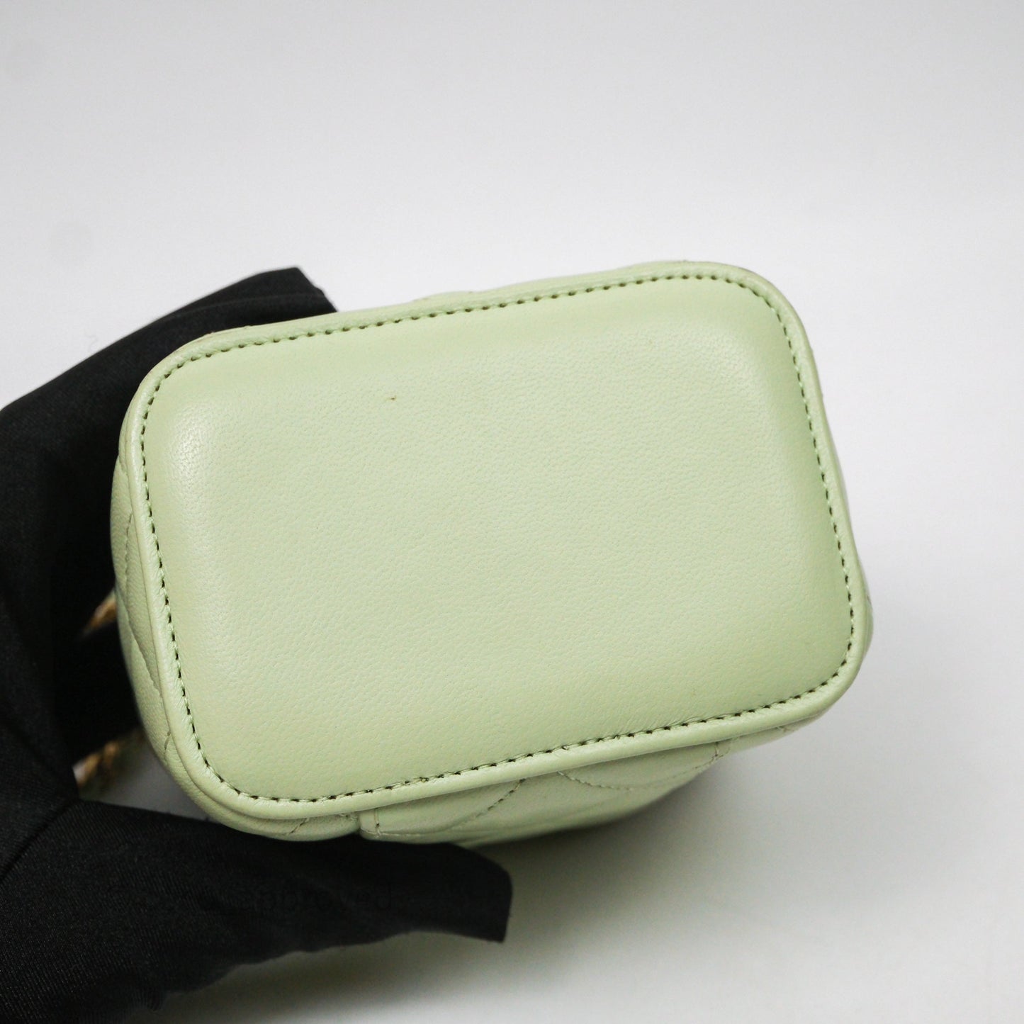 Chanel Mini Pearl Crush Vanity With Chain Green Aged Gold Hardware