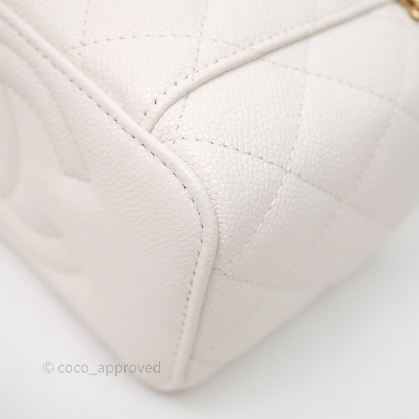 Chanel Classic Vanity Rectangular with Chain White Caviar Gold Hardware
