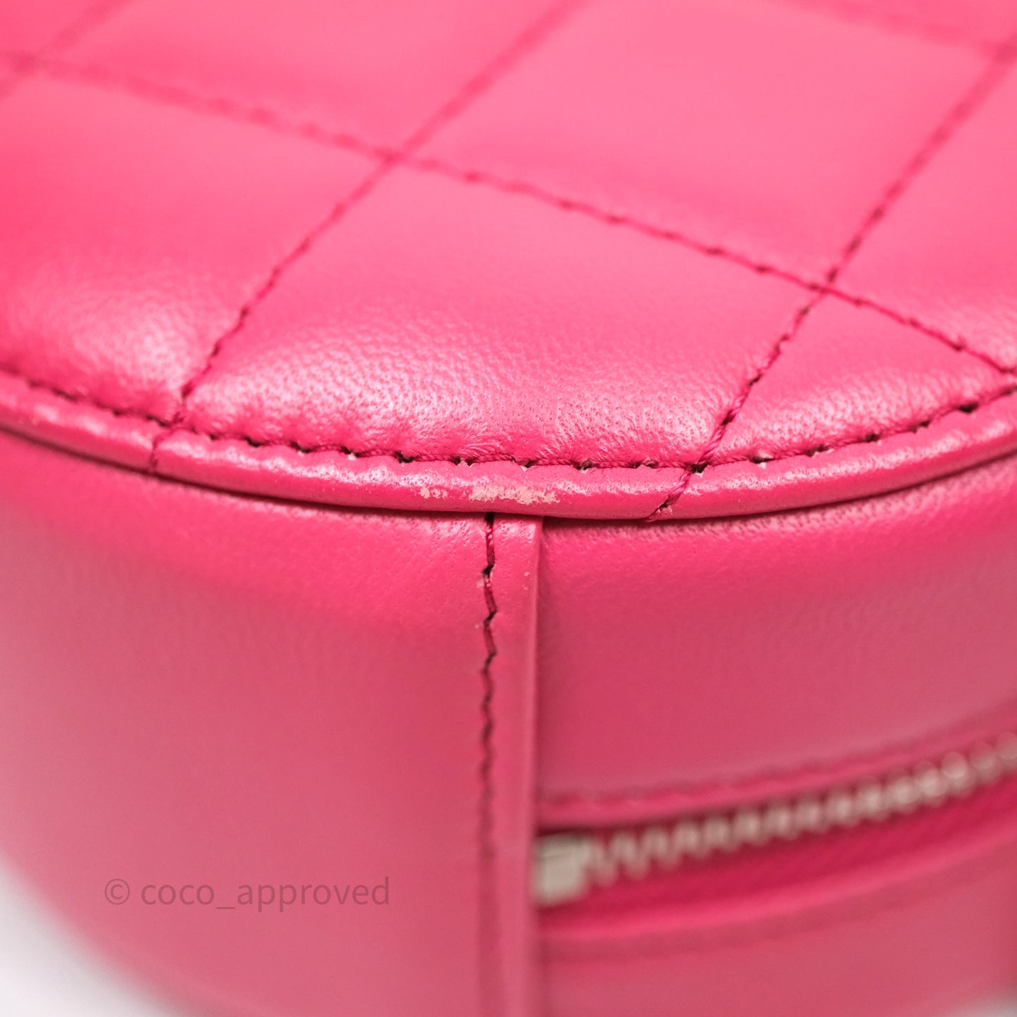 Chanel Quilted Round Clutch With Chain Dark Pink Lambskin Gold Hardware