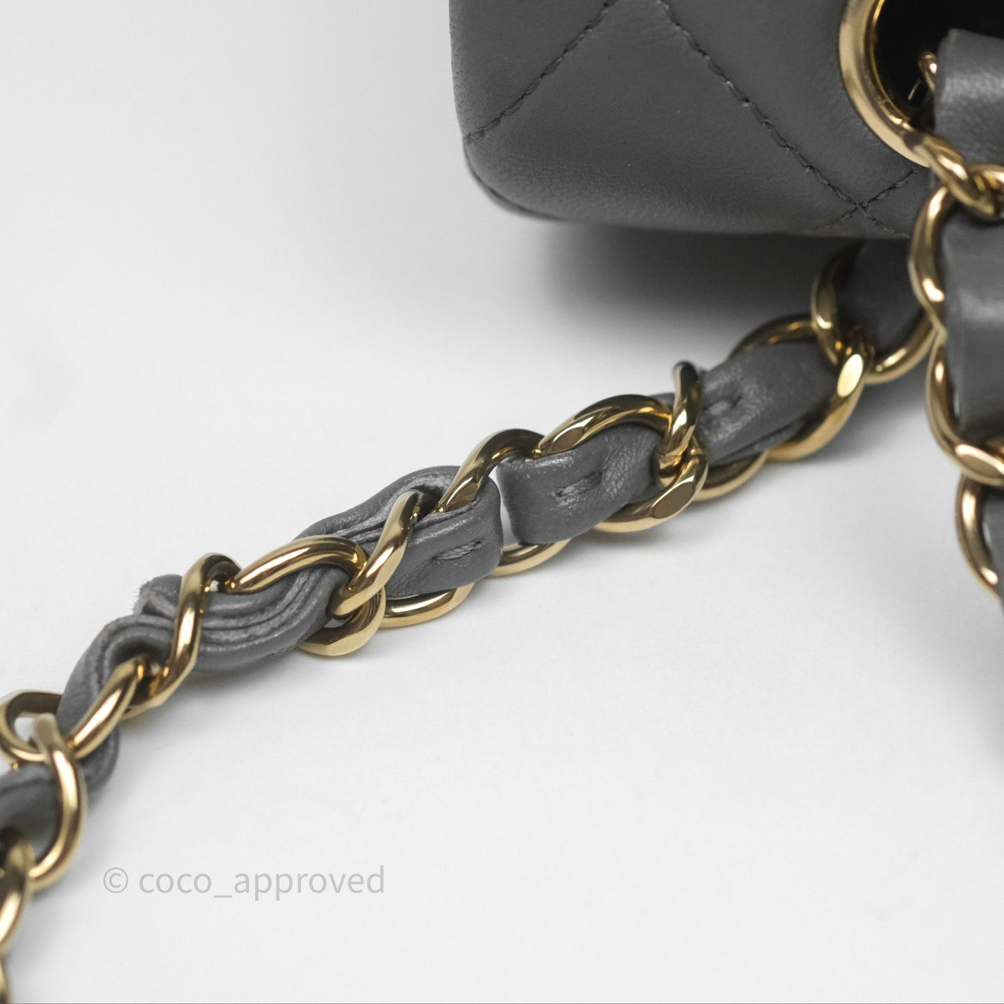 Chanel Classic M/L Medium Flap Quilted Grey Lambskin Gold Hardware