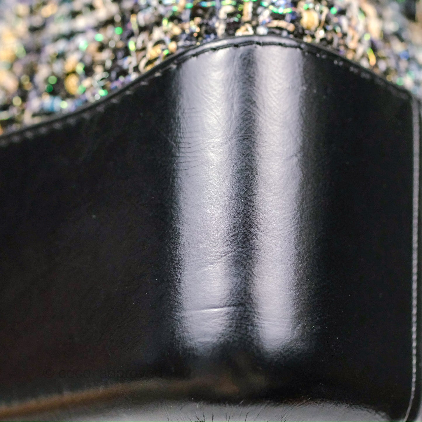 Chanel Large Gabrielle Tweed Green Black Calfskin