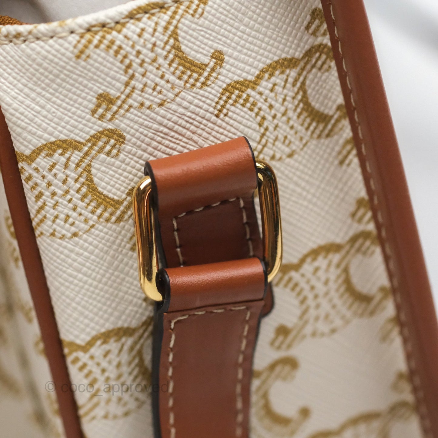 Celine Medium Folco Bag Triomphe Canvas White