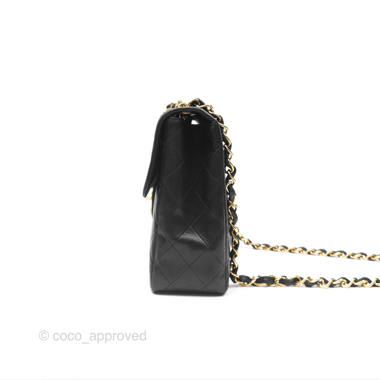 Chanel Vintage Jumbo Single Flap Black Lambskin 24K Gold Hardware