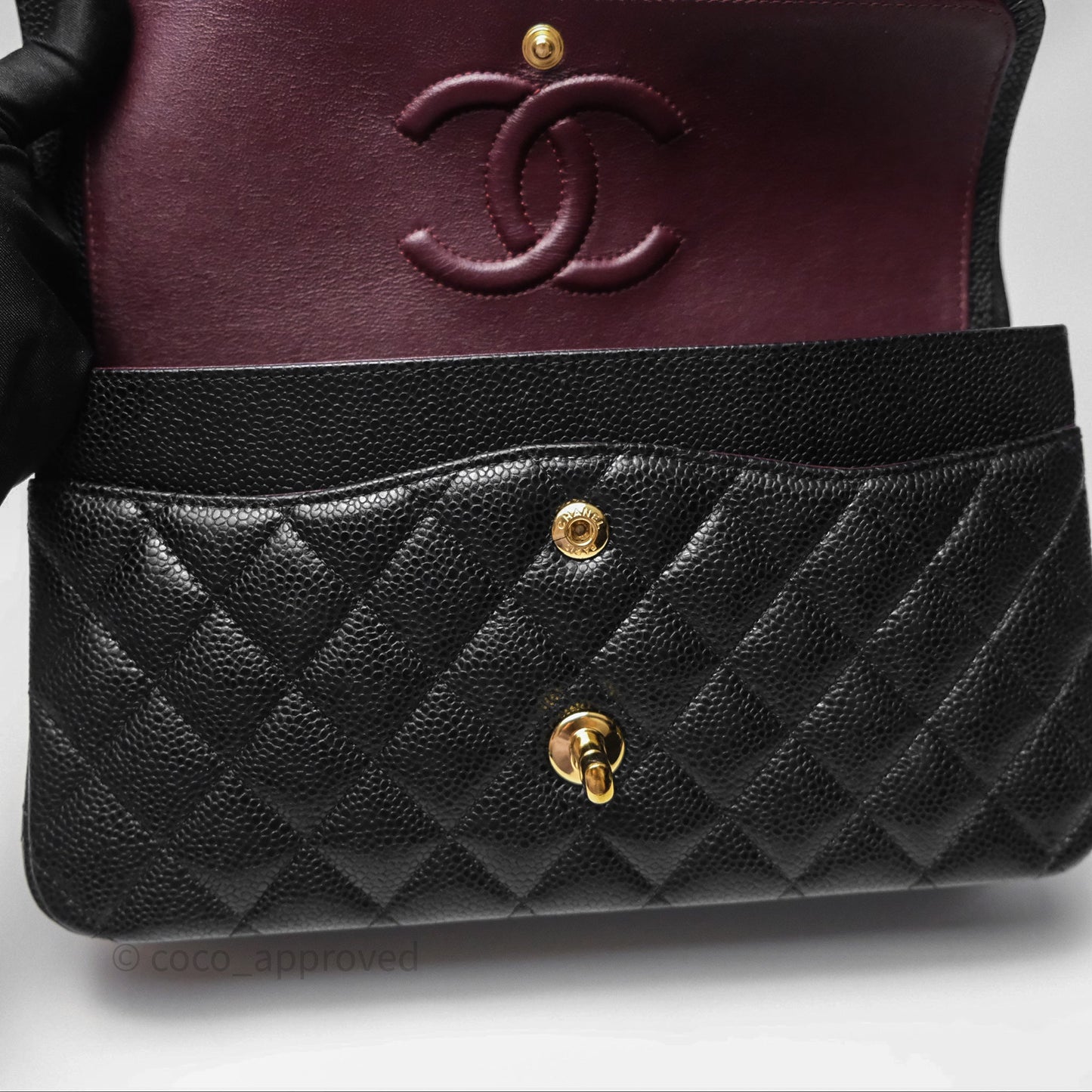 Chanel Classic M/L Medium Flap Quilted Black Caviar Gold Hardware