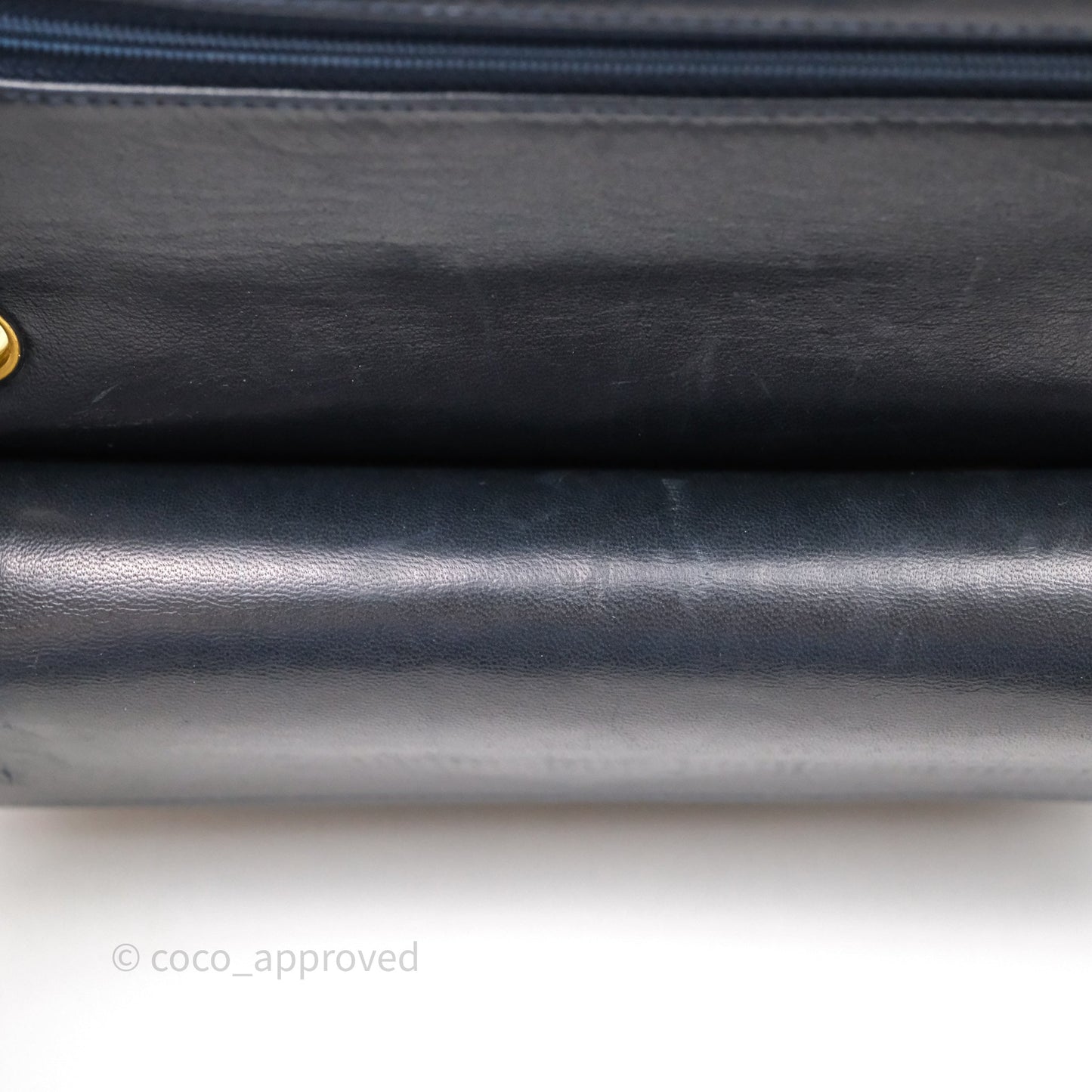 Chanel Vintage M/L Lambskin Medium Double Flap Bag Navy 24K Gold Hardware