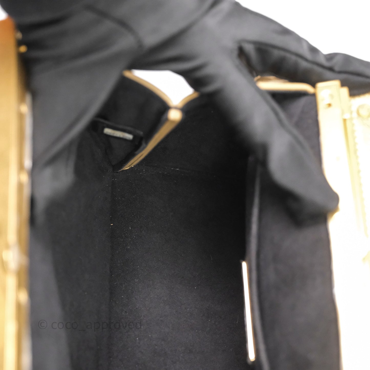 Chanel Calfskin Kiss Lock Frame Gold Bag