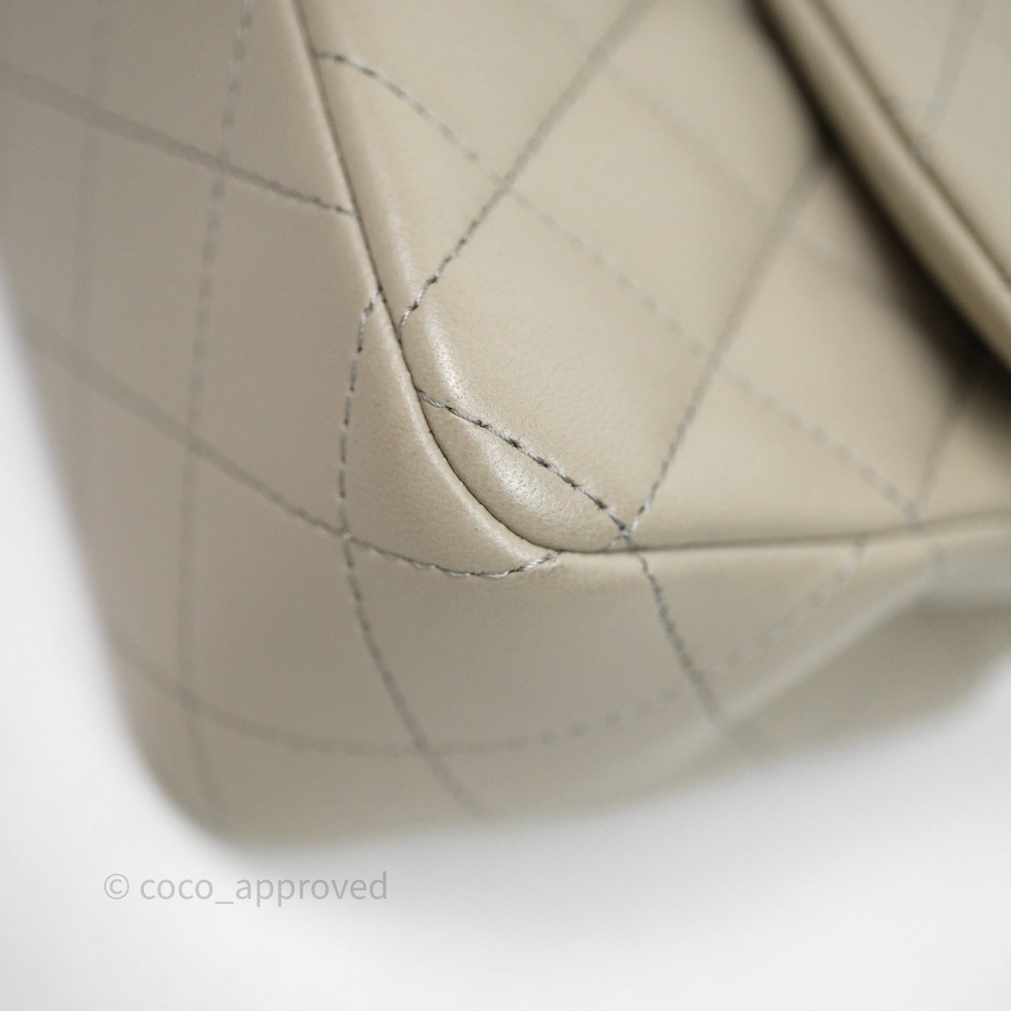 Chanel Mini Rectangular Flap Quilted Light Grey Lambskin Gold Hardware 22C