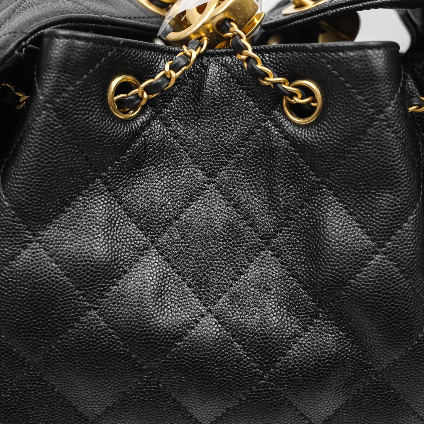 Chanel 25 Medium Black Caviar Aged Gold Hardware