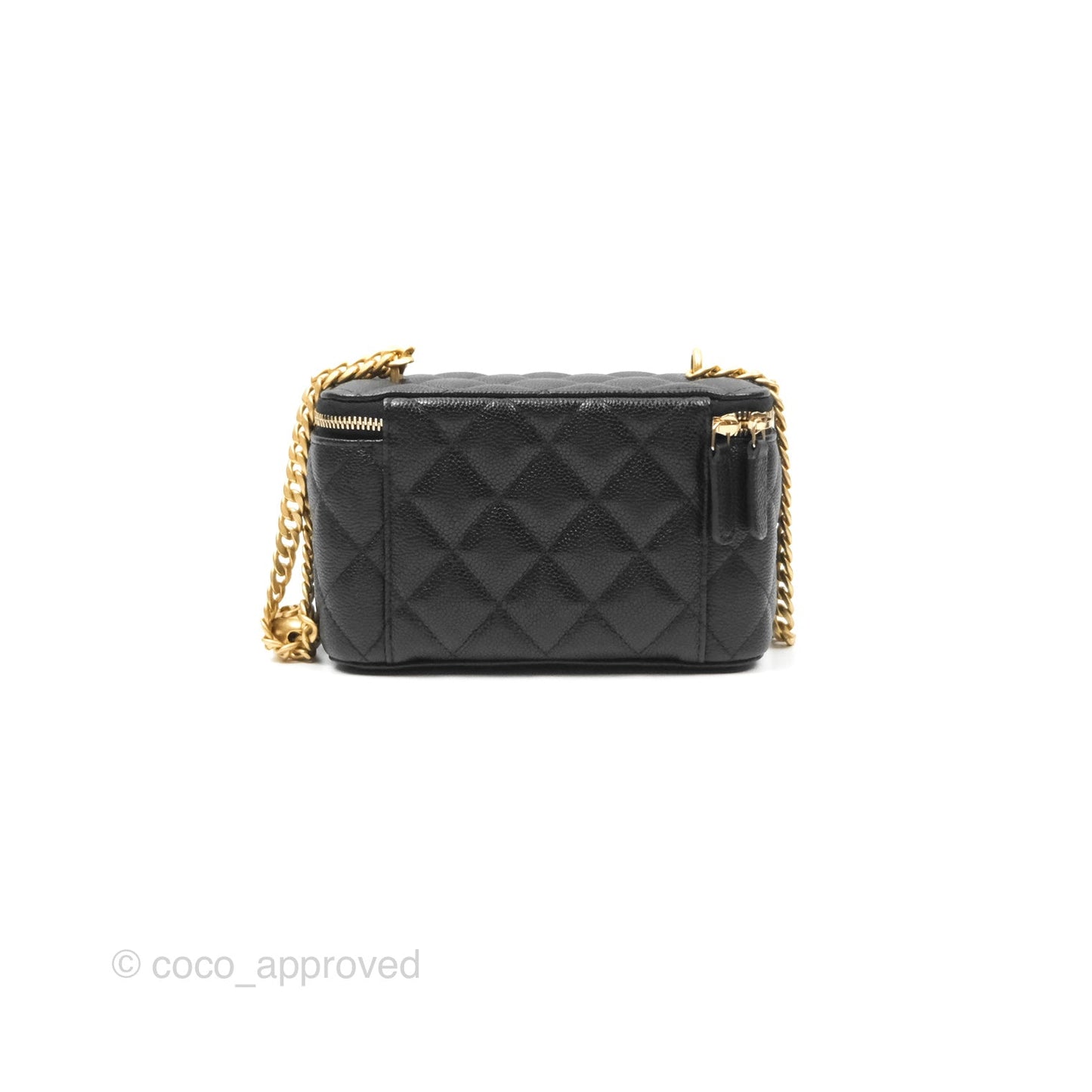 Chanel Vanity with Heart Adjustable Chain Black Caviar Aged Gold Hardware
