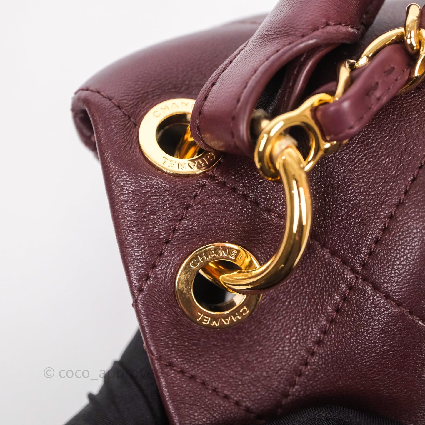 Chanel Quilted Shoulder Flap Bag Red Burgundy Lambskin Gold Hardware