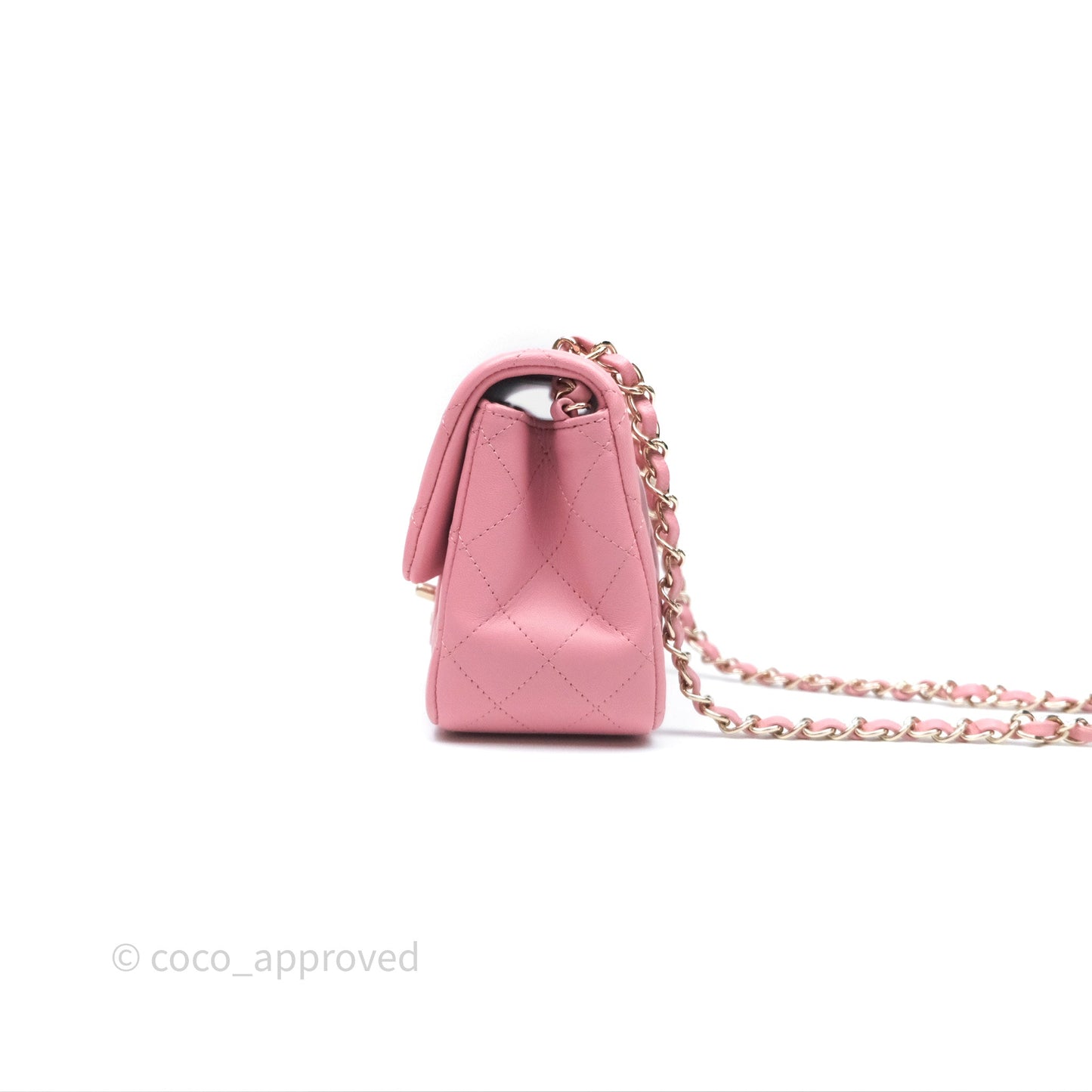 Chanel Mini Square Flap Quilted Pink Lambskin Gold Hardware