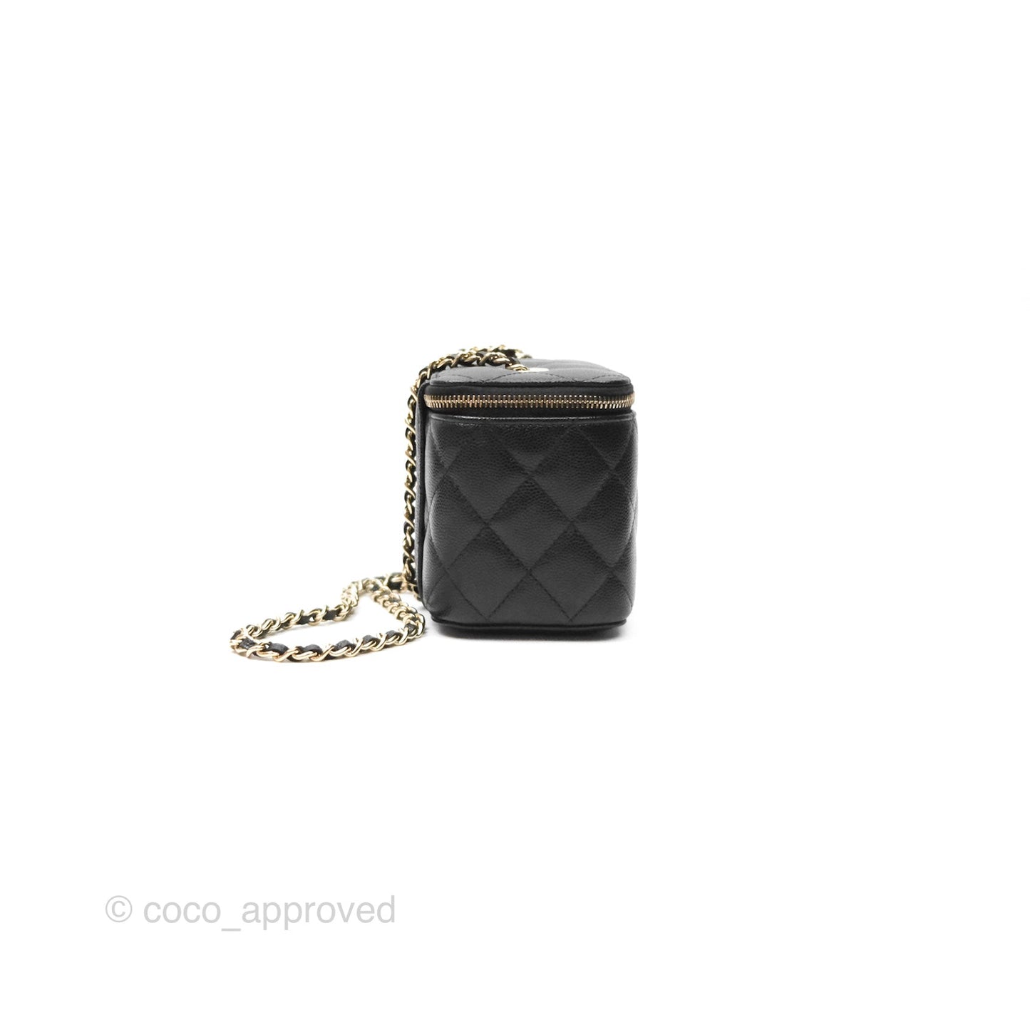 Chanel Vanity Rectangular With Chain Black Caviar Gold Hardware