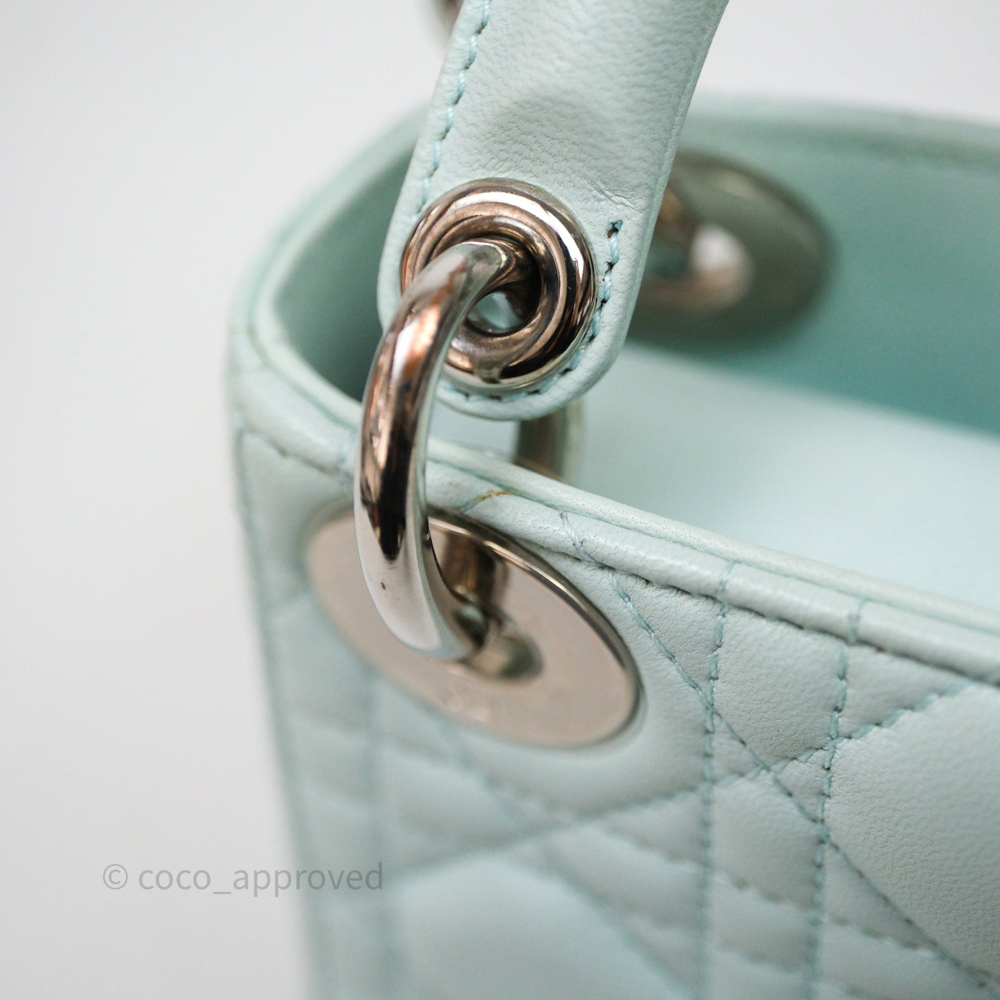 Christian Dior Mirco Lady Dior Cannage Calfskin Light Green Matte