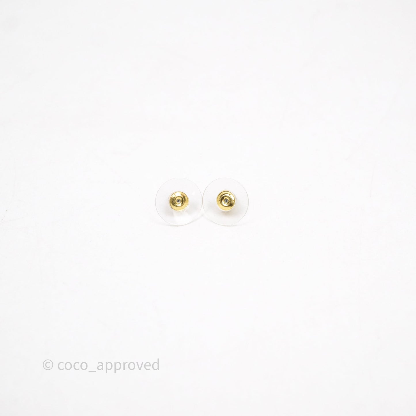 Chanel CC White Resin Square Earrings Gold Tone 24C
