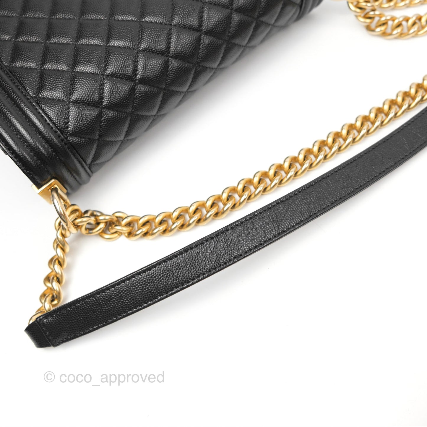 Chanel Quilted Medium Boy Black Caviar Aged Gold Hardware