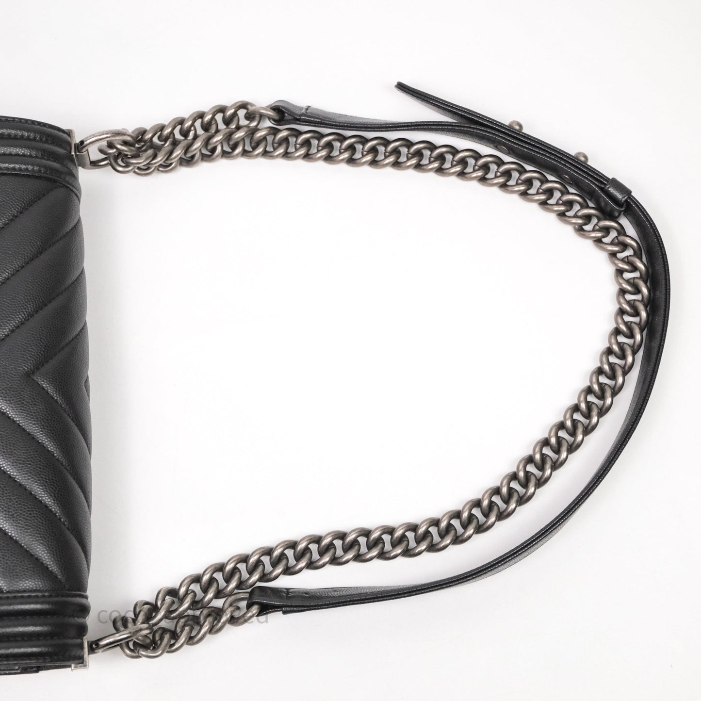 Chanel Medium Boy Chevron Black Caviar Ruthenium Hardware