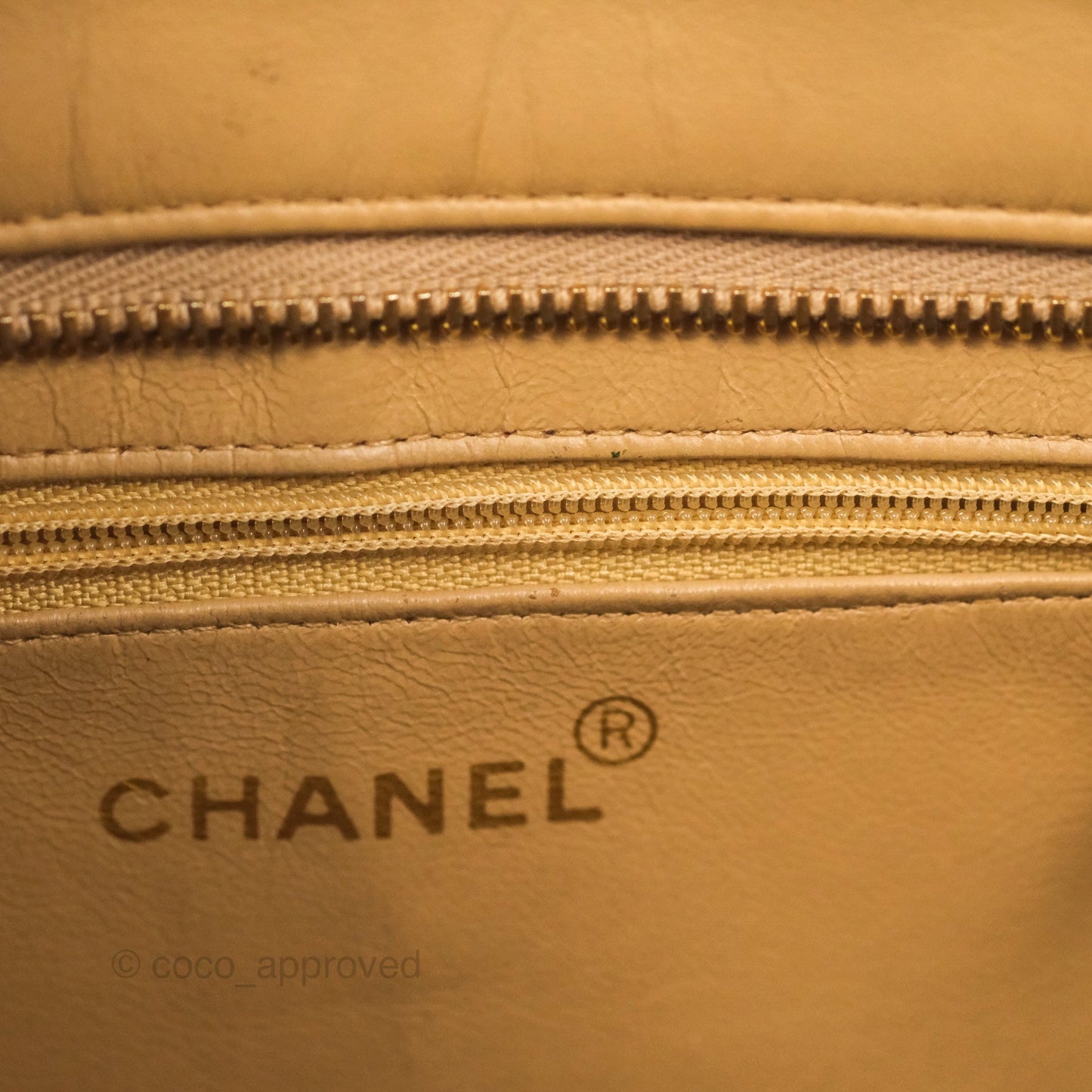 Chanel Vintage Medallion CC Beige Lambskin Tote Bag Gold Hardware