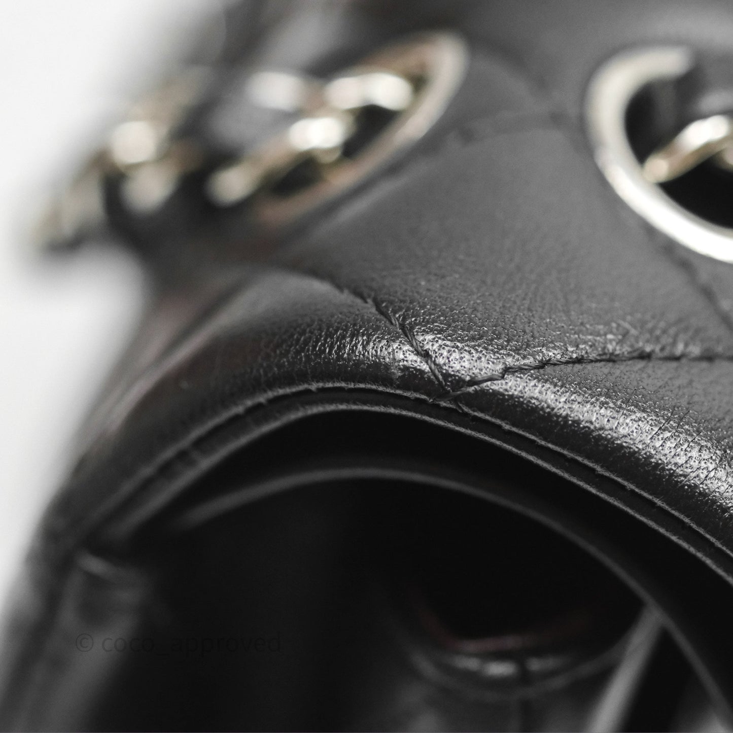 Chanel Classic M/L Medium Flap Quilted Black Lambskin Silver Hardware