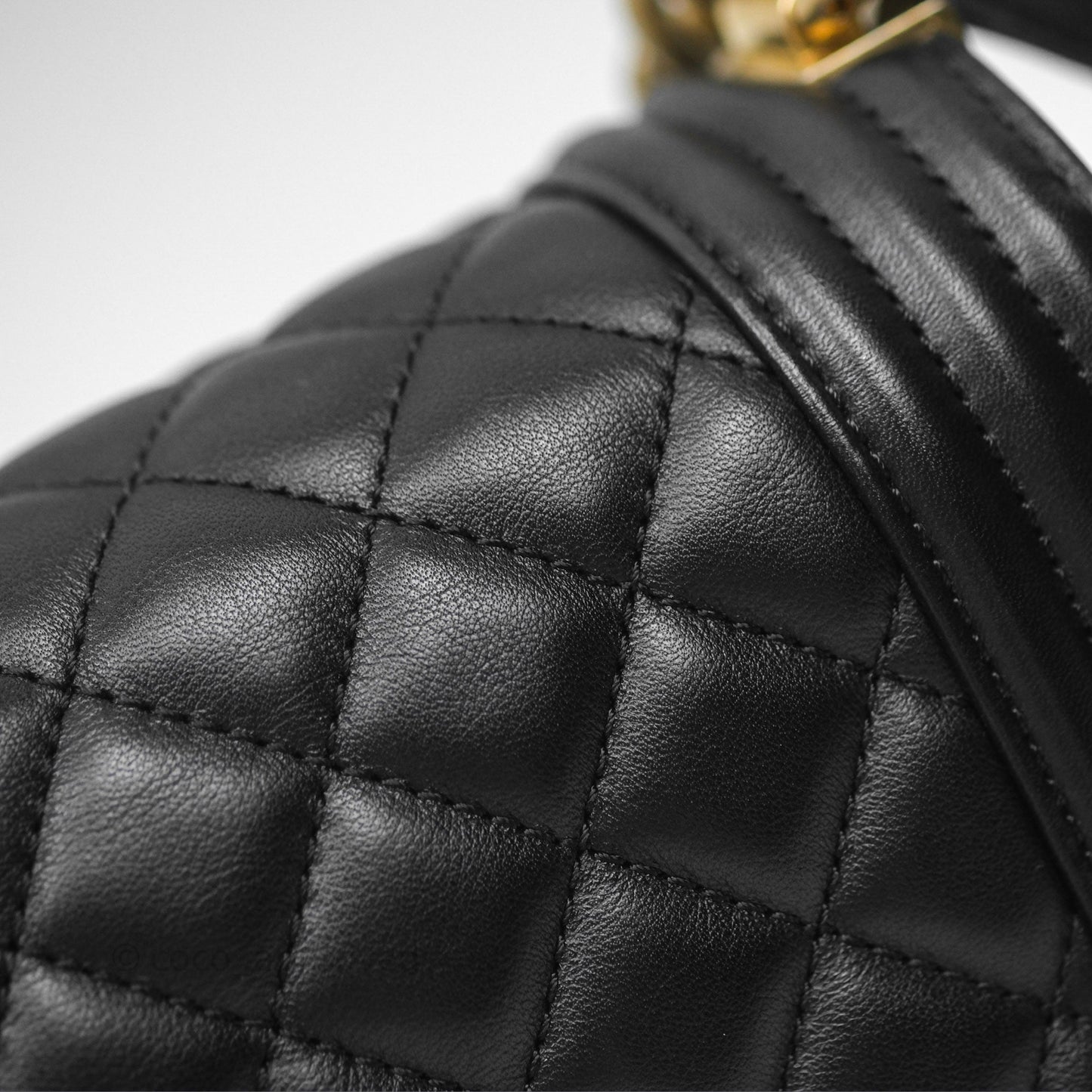 Chanel Small Boy Black Lambskin Aged Gold Hardware