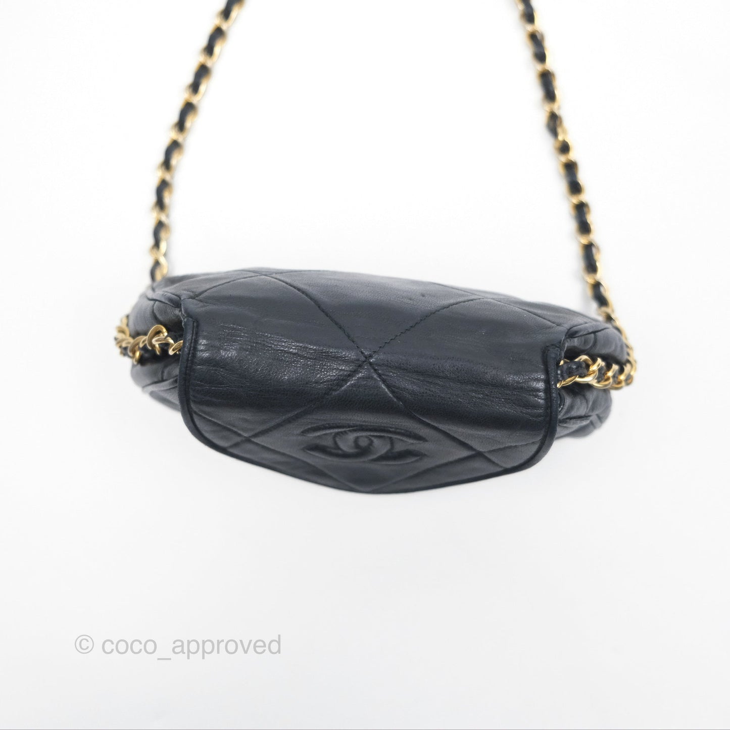 Chanel Vintage Mini Clutch with Chain Black Lambskin Gold Hardware