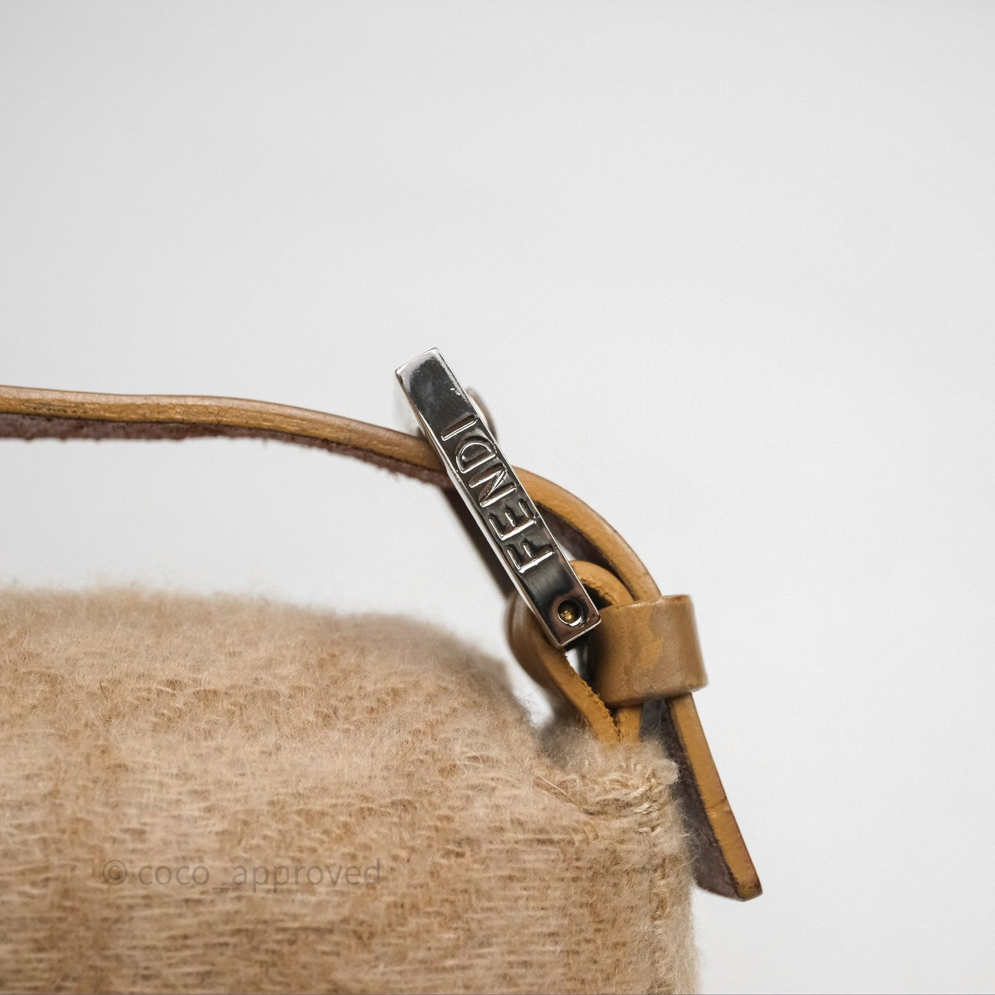 Fendi Vintage Baguette Shoulder Bag Wool Beige