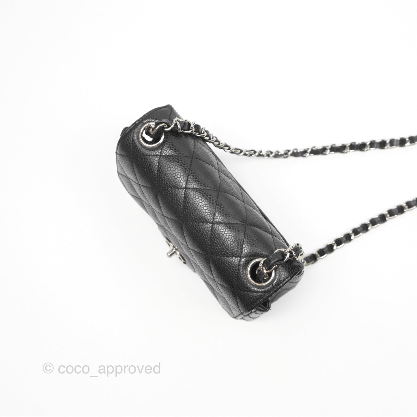 Chanel Mini Square Flap Quilted Black Caviar Silver Hardware