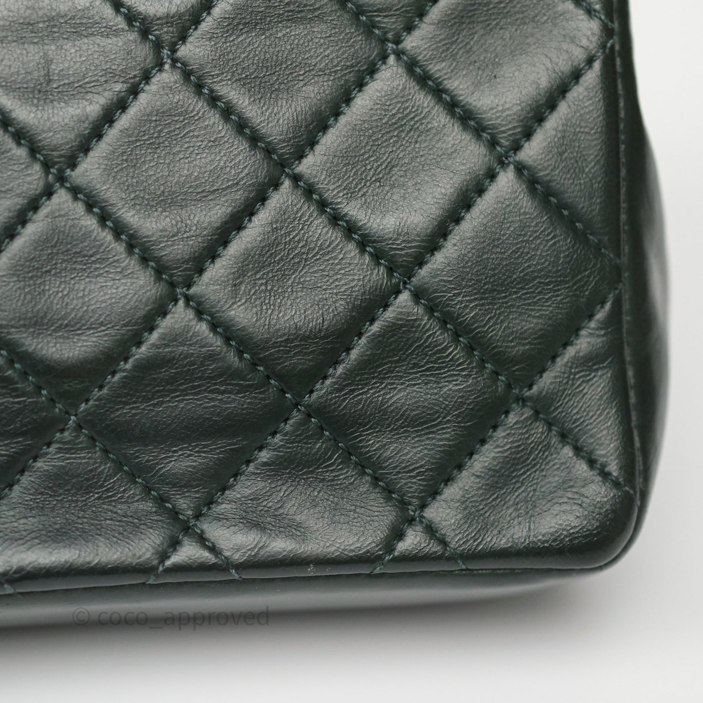 Chanel Vintage Mini Flap Bag Dark Green Lambskin Gold Hardware