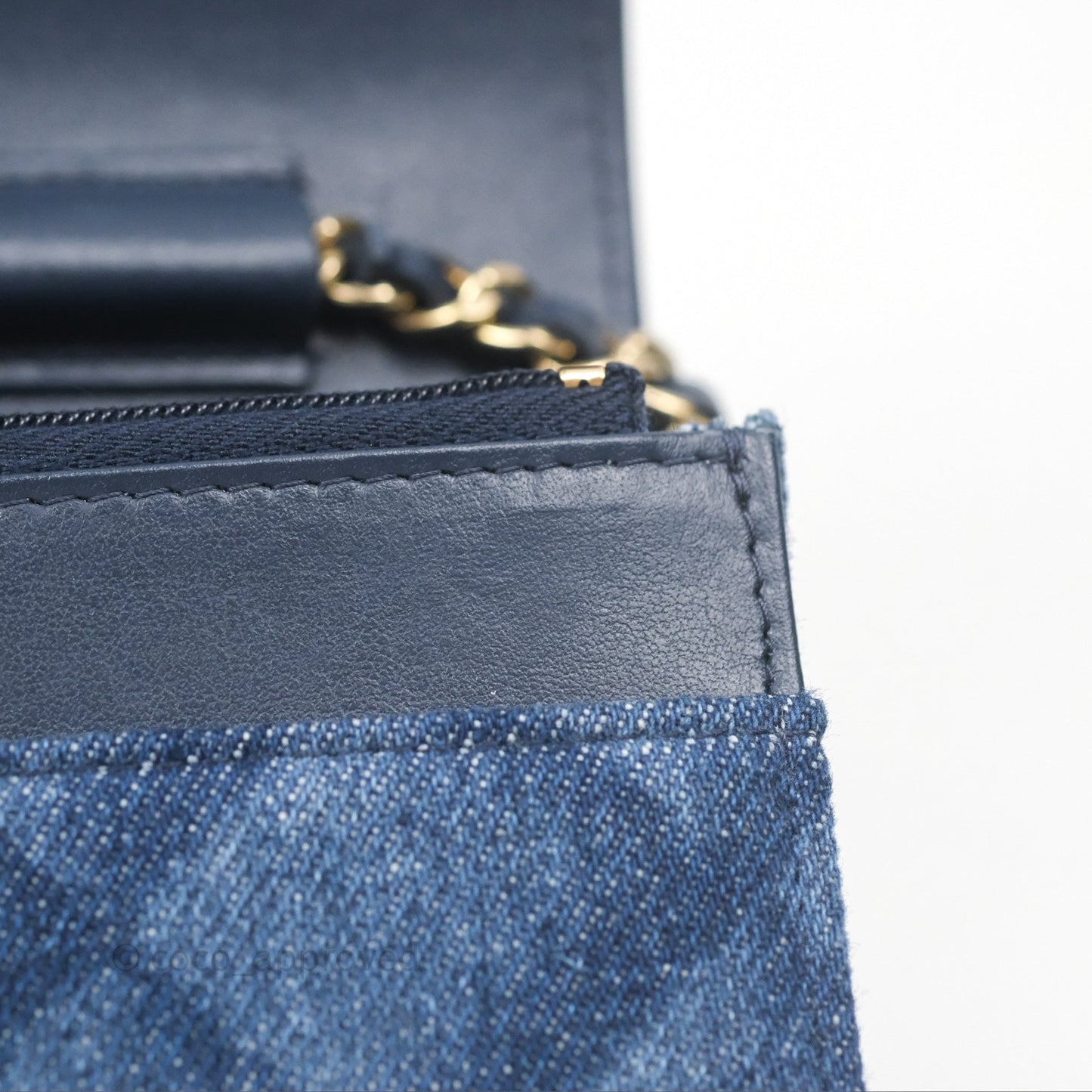 Chanel Quilted Classic Wallet on Chain WOC Denim Gold Hardware