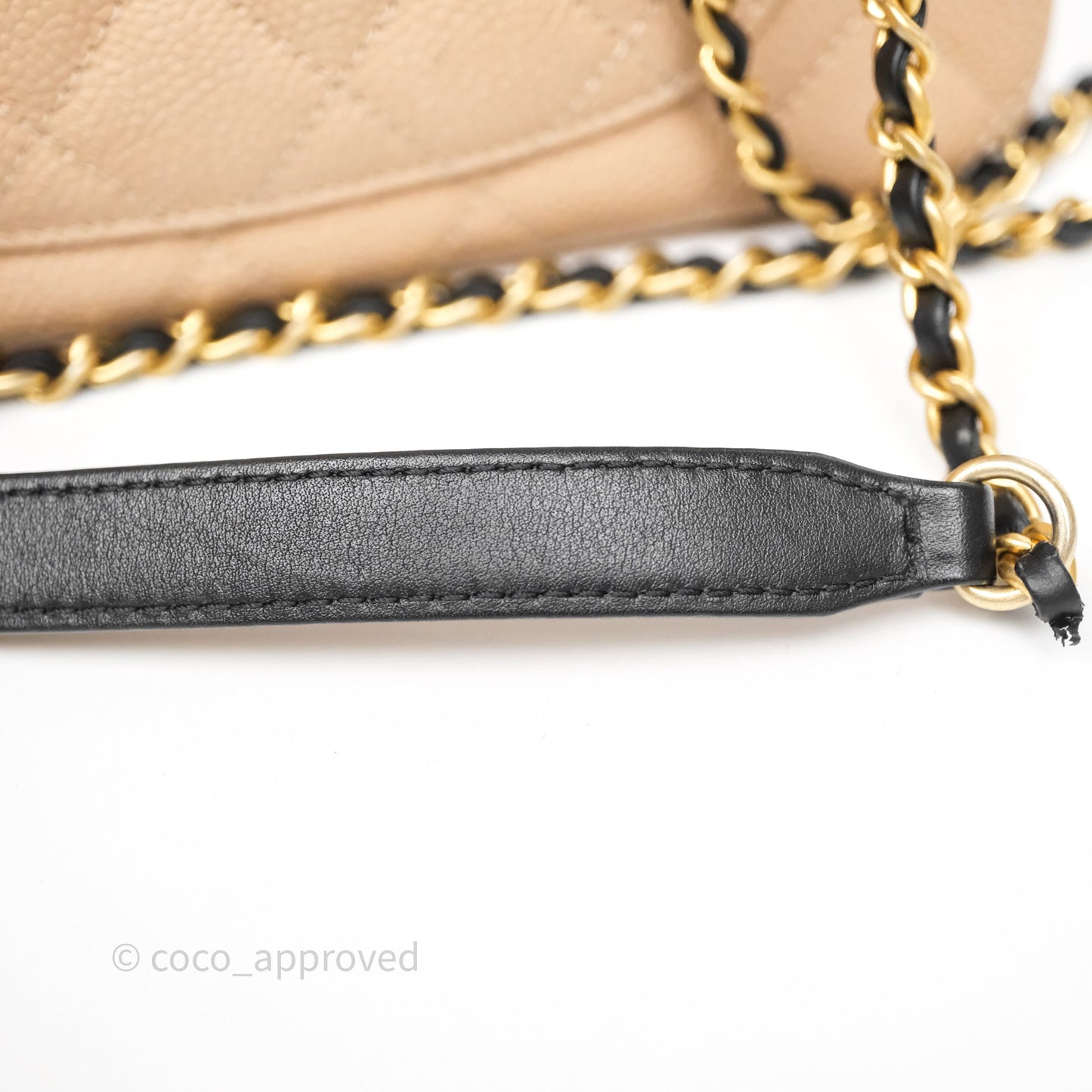 Chanel Small CC Filigree Flap Quilted Beige Black Caviar