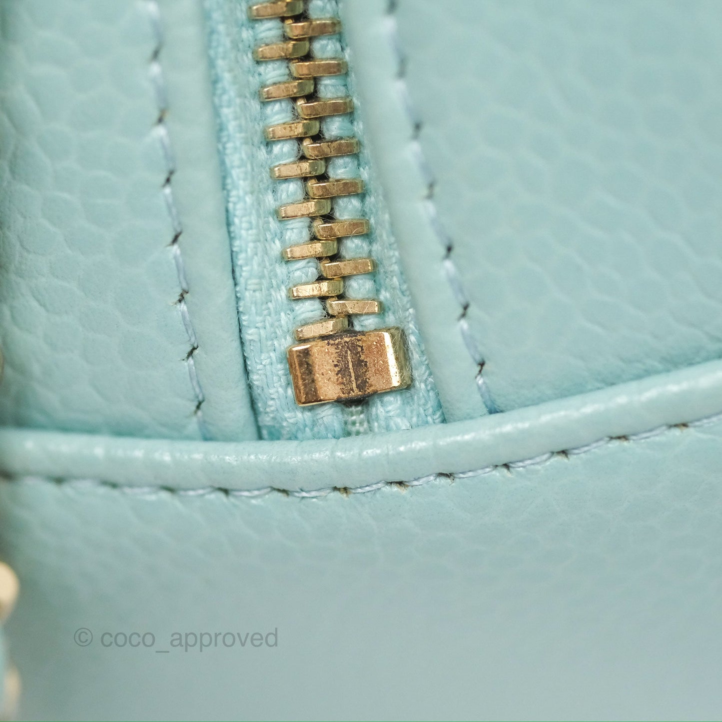 Chanel Camellia Embossed Round Clutch With Chain Light Tiffany Blue Caviar