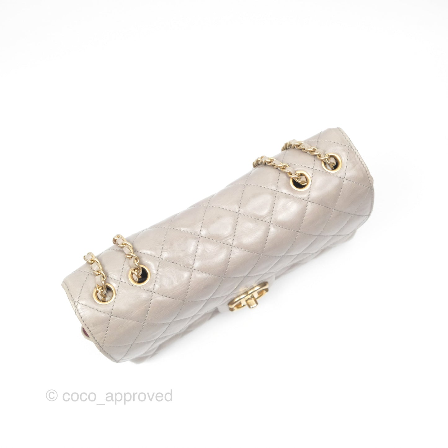Chanel Accordion Flap Bag Taupe Crinkled Glazed Calfskin