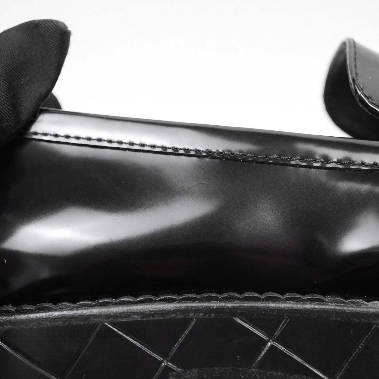 Chanel Shiny Calfskin So Black CC Mocassin Loafers Size 38.5