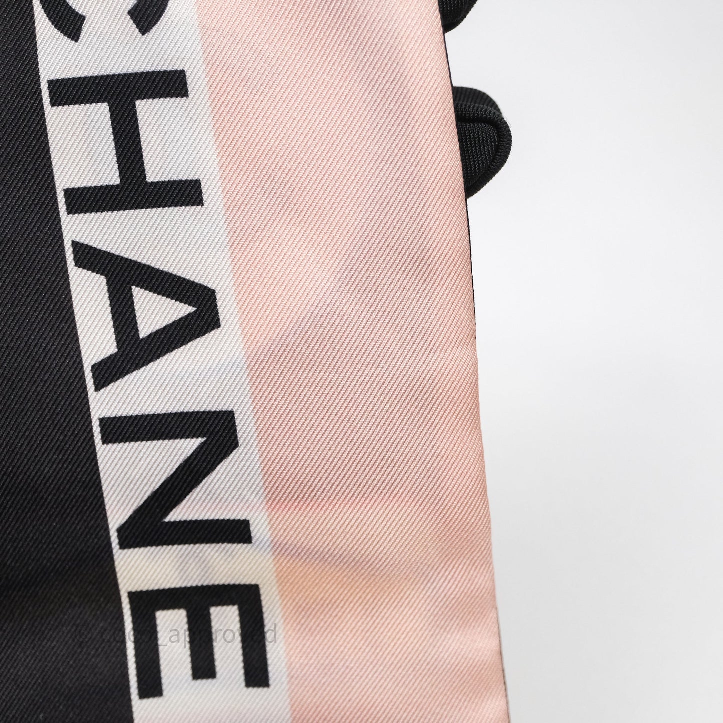 Chanel Logo Quilted Printed Silk Hair Accessory Black