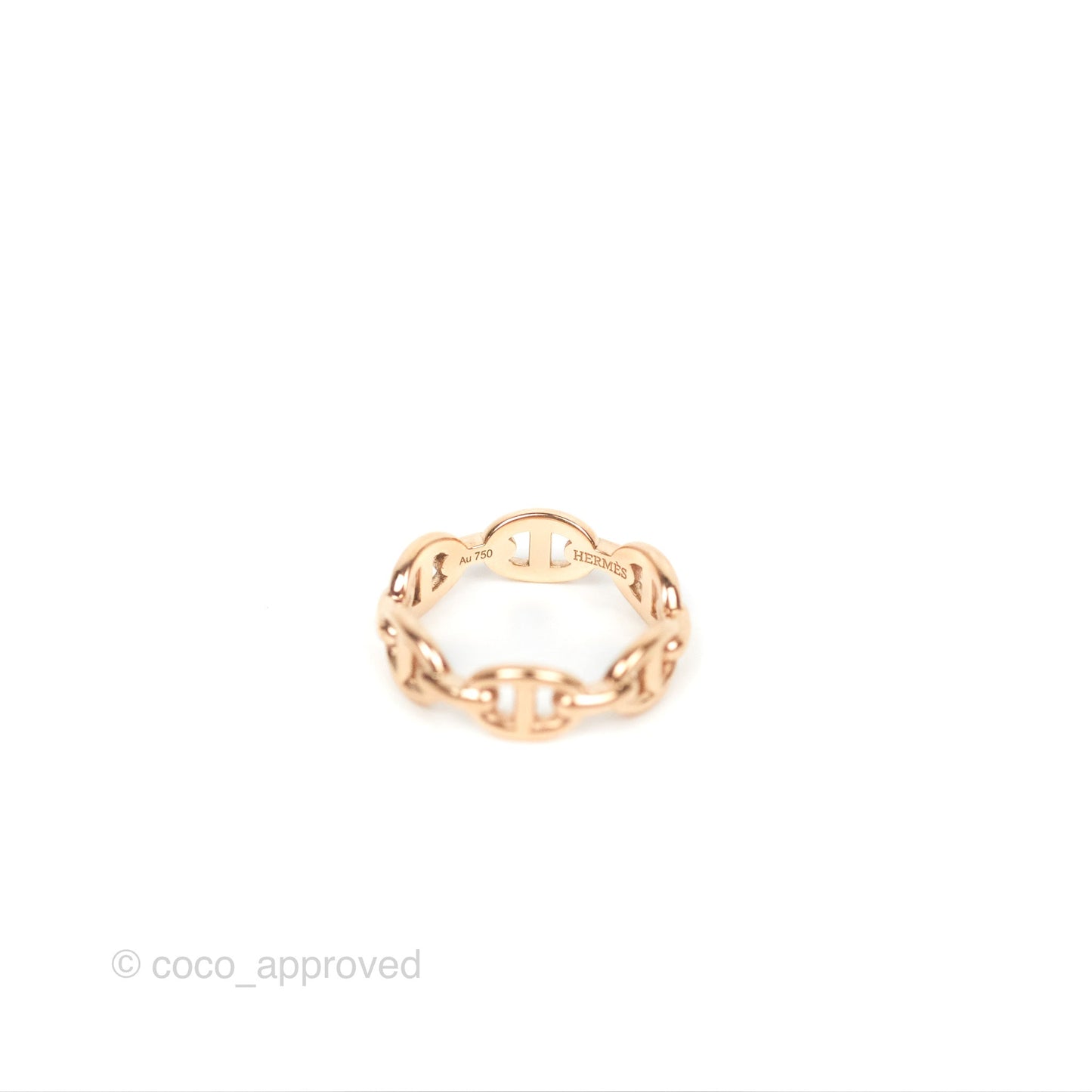 Hermès Chaine d'Ancre Enchainee Band Ring PM Rose Gold Size 52