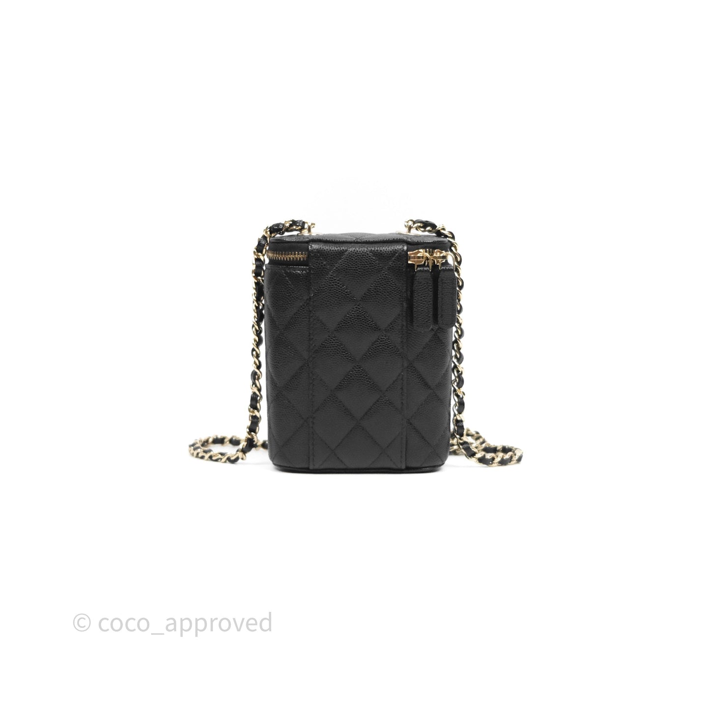 Chanel Classic Mini Vanity With Chain Black Caviar Gold Hardware