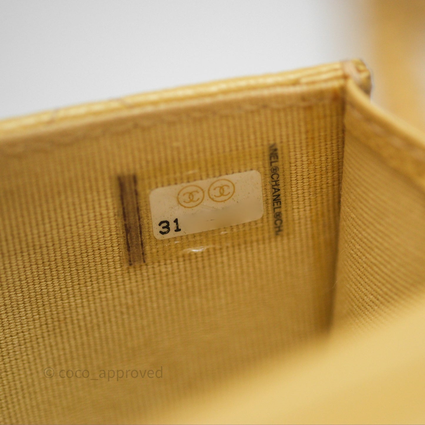 Chanel Mini Clutch With Chain Yellow Caviar Aged Gold Hardware