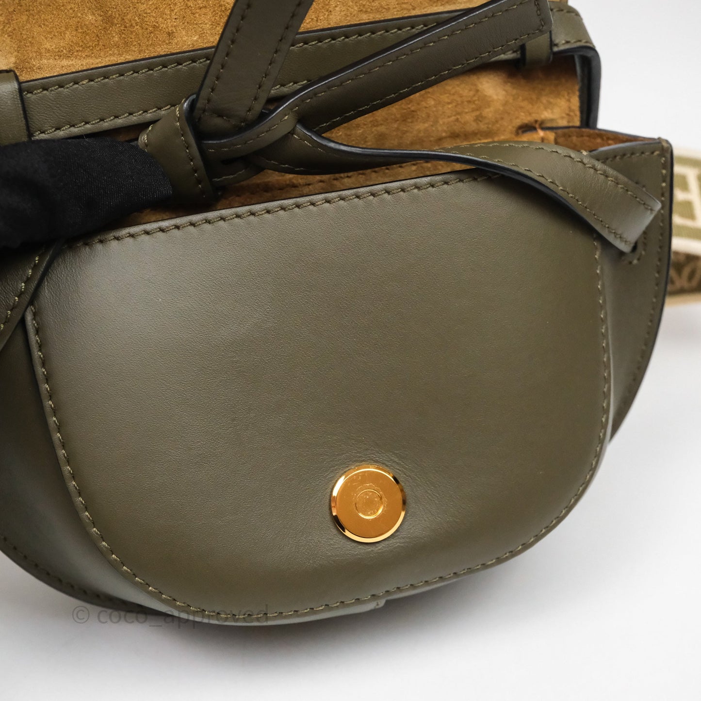 Loewe Mini Gate Dual Bag Soft Calfskin & Jacquard Strap Autumn Green