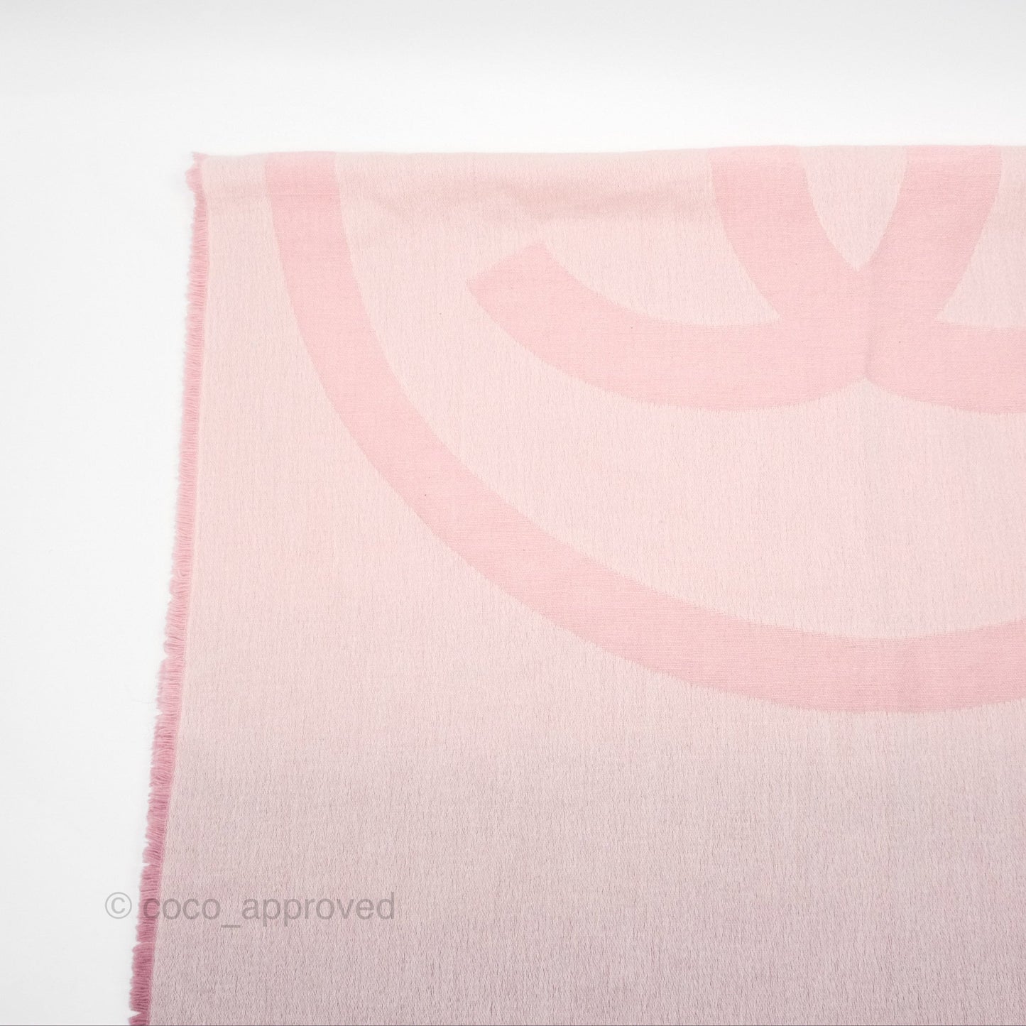 Chanel Logo CC Cashmere Fringe Scarf Pink