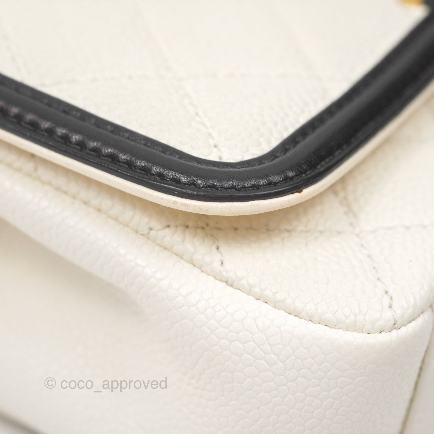 Chanel Small CC Filigree Flap Quilted Ivory Caviar
