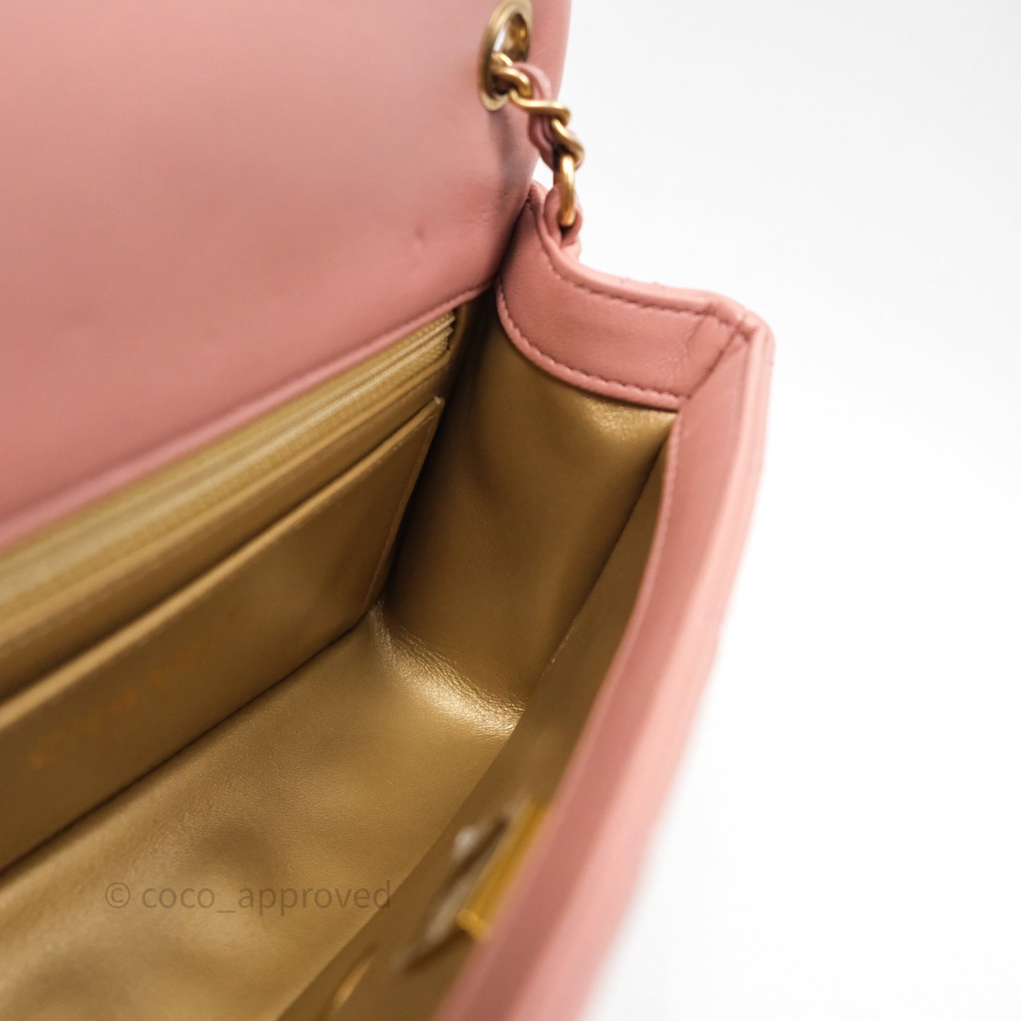 Chanel Mini Rectangular Pearl Crush Dusty Pink Lambskin Aged Gold Hardware