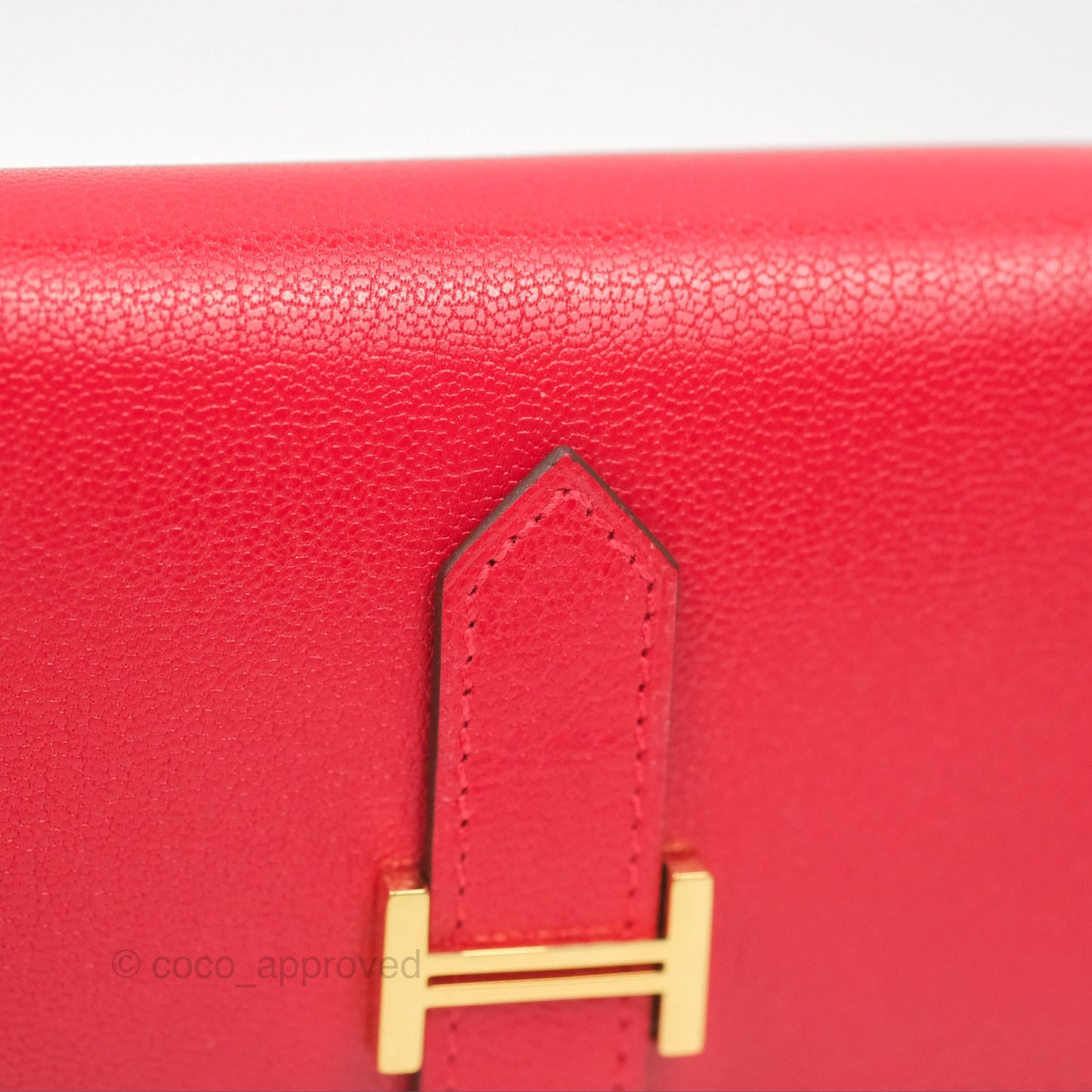 Hermes Bearn Mini Wallet Rouge De Coeur Chamkila Goatskin Gold Hardware