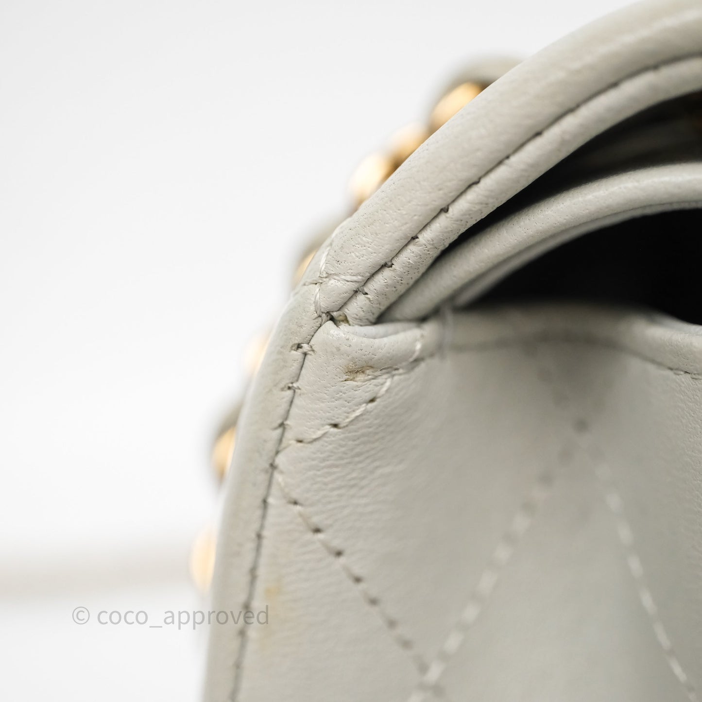 Chanel Small Classic Flap Quilted Grey Lambskin Gold Hardware