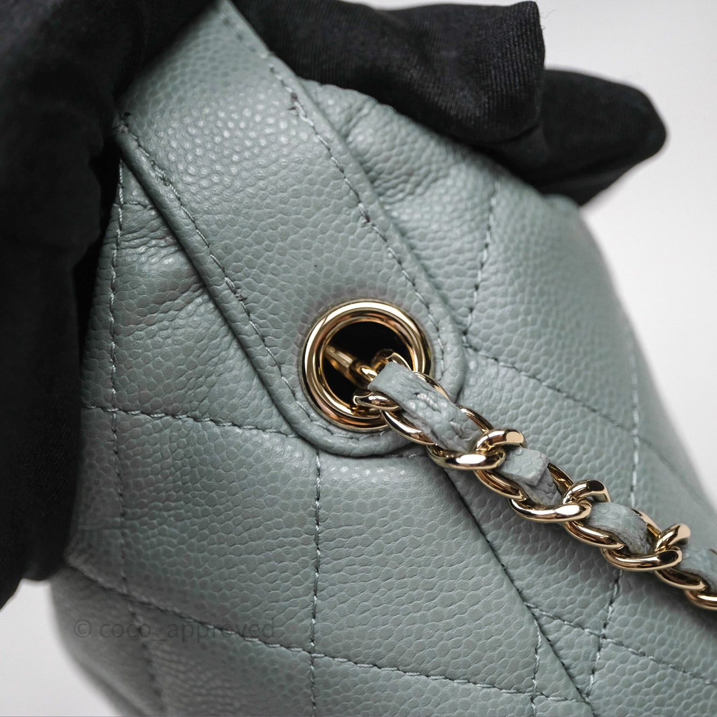 Chanel Hobo With Chain Quilted Tiffany Green Grey Caviar Gold Hardware