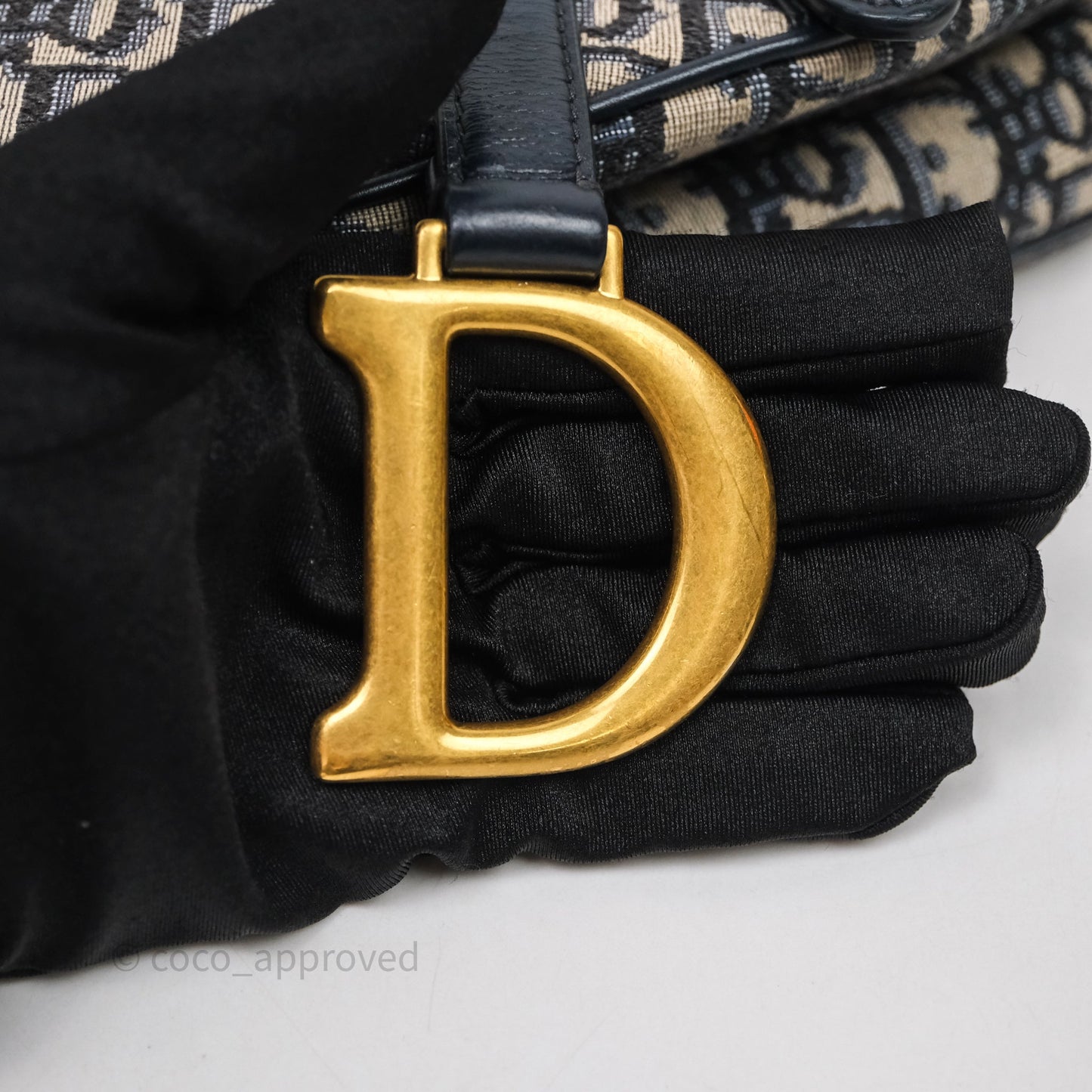 Christian Dior Saddle Bag Navy Dior Oblique Embroidery Gold Hardware