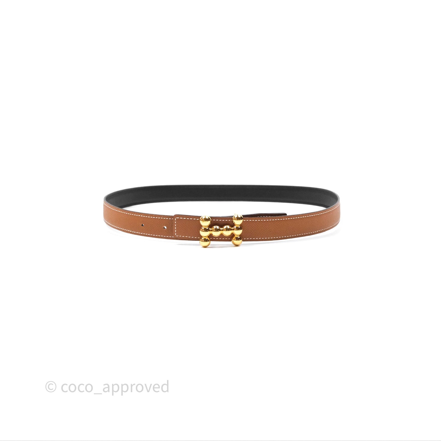Hermès Bubble Belt Buckle & Reversible Leather Strap 24mm Gold/ Nior