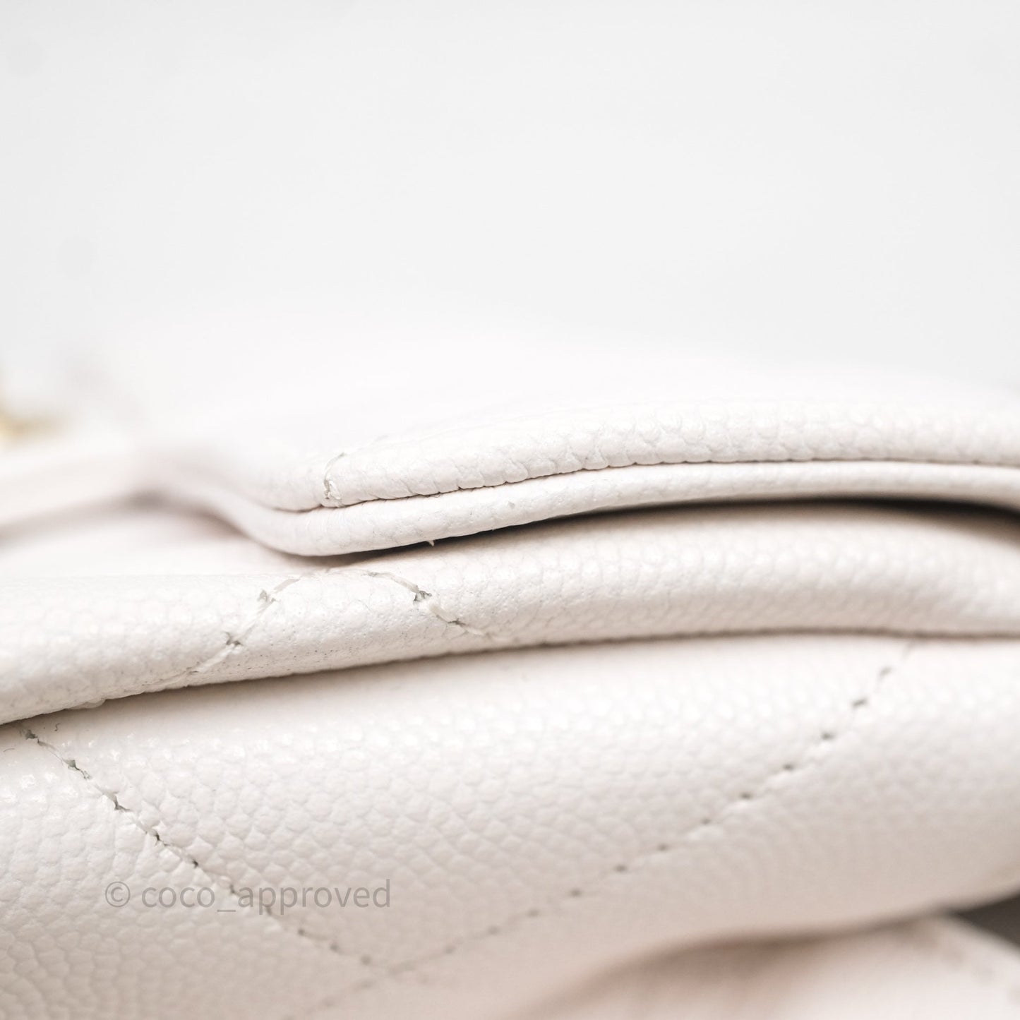 Chanel Small Coco Lady Quilted Flap Bag With Top Handle White Calfskin Gold Hardware